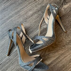 Metallic Silver Strappy Heels